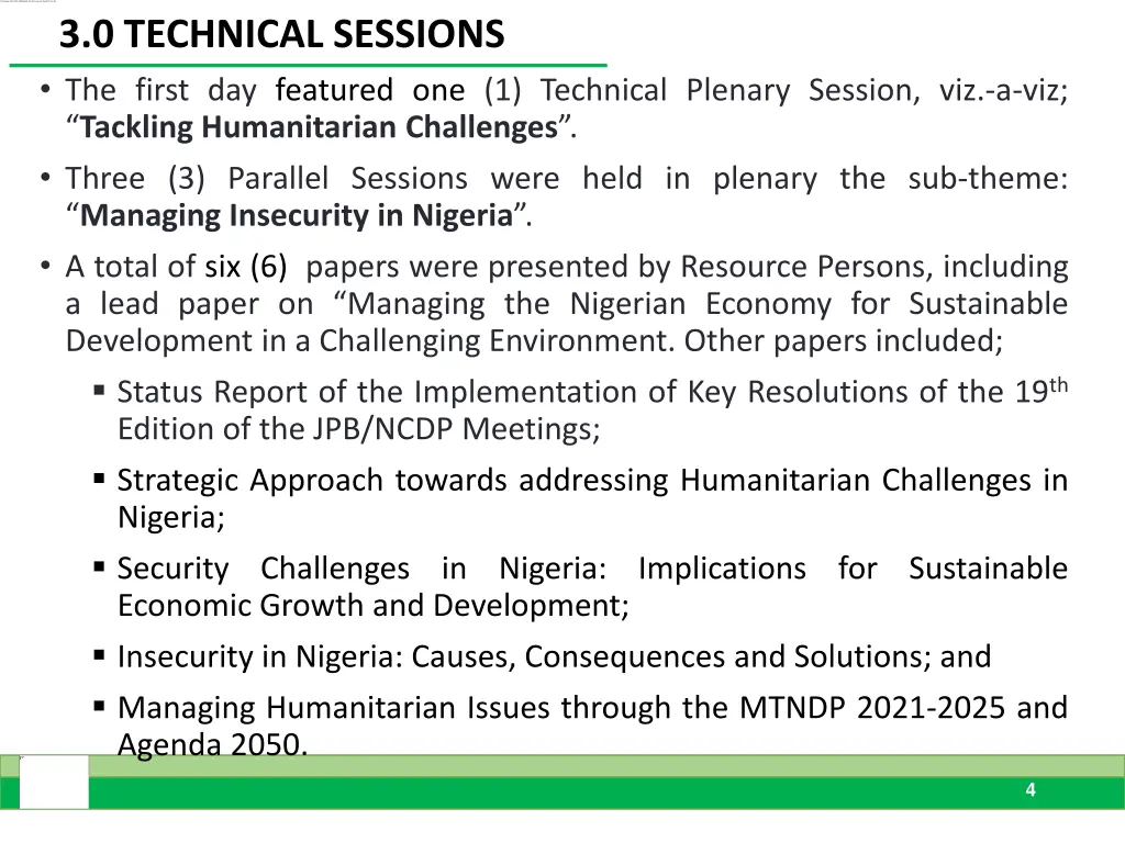 3 0 technical sessions the first day featured