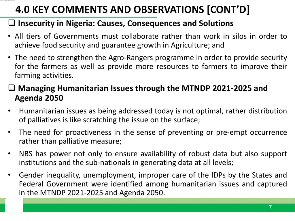 4 0 key comments and observations cont