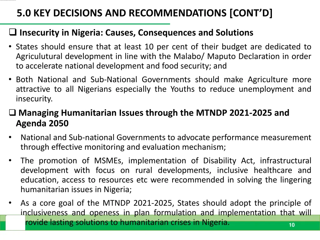 5 0 key decisions and recommendations cont d 1