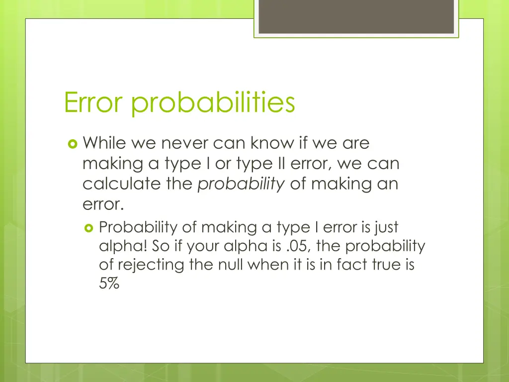 error probabilities