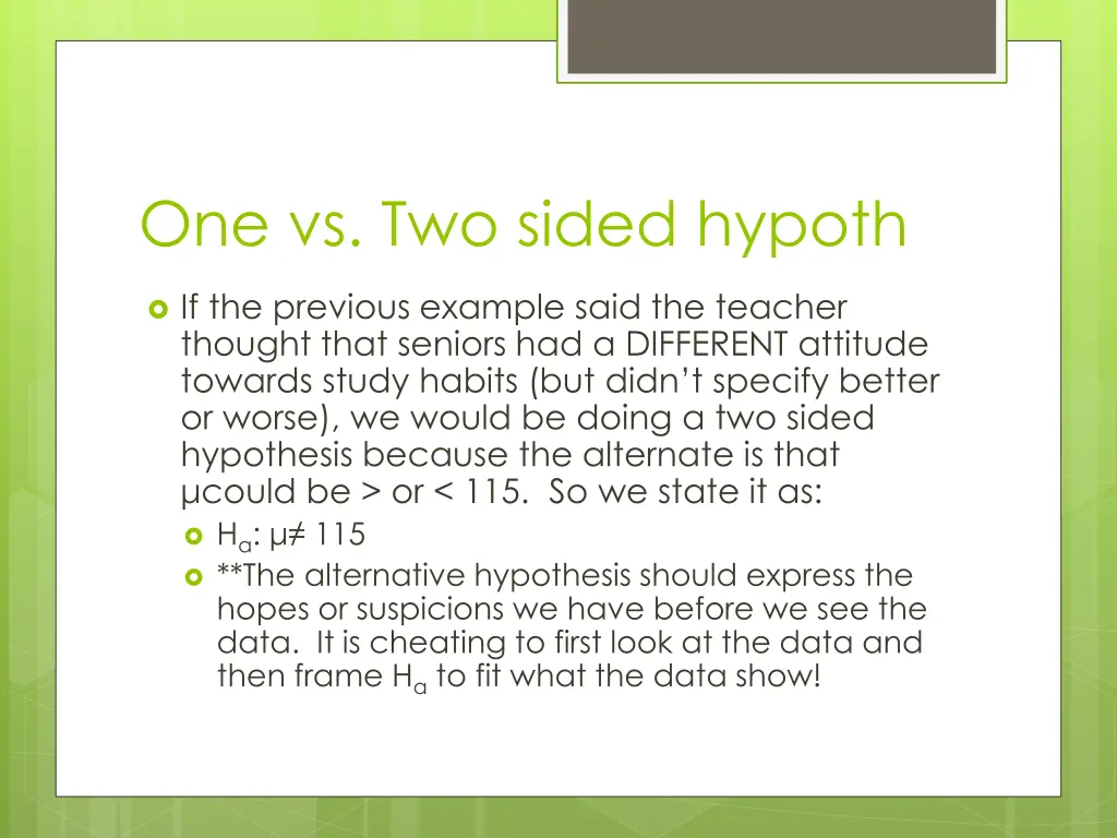 one vs two sided hypoth