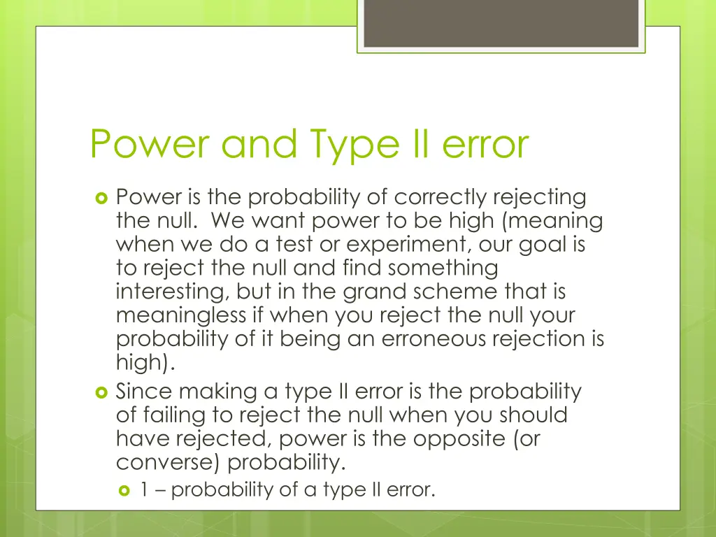 power and type ii error