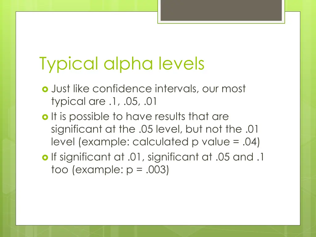 typical alpha levels