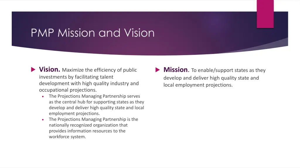 pmp mission and vision