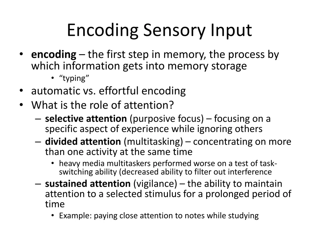 encoding sensory input
