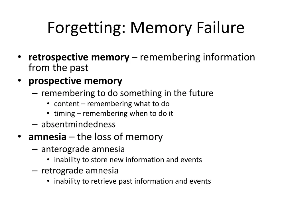 forgetting memory failure 2