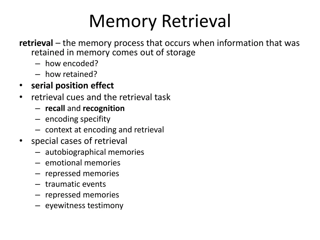 memory retrieval