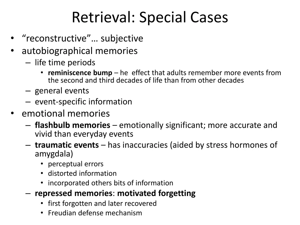 retrieval special cases