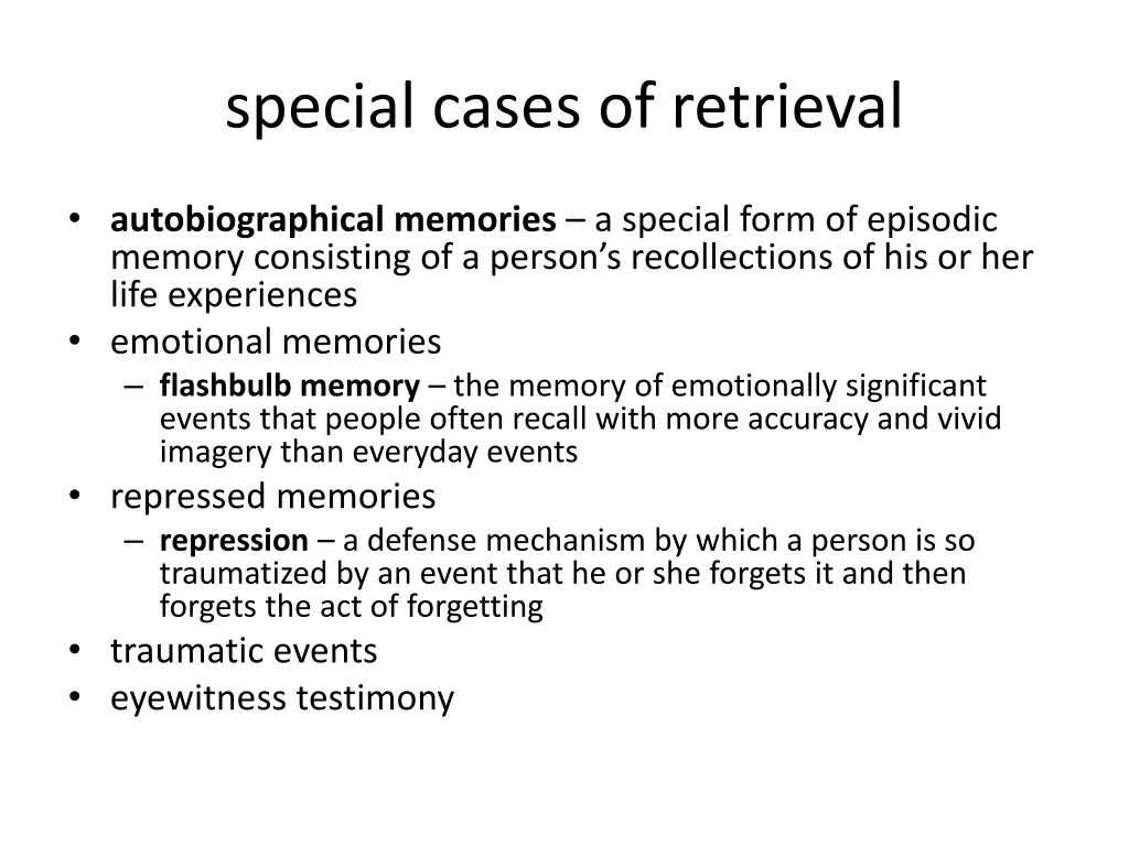 special cases of retrieval
