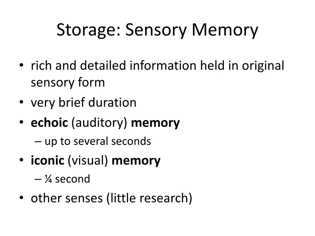 storage sensory memory