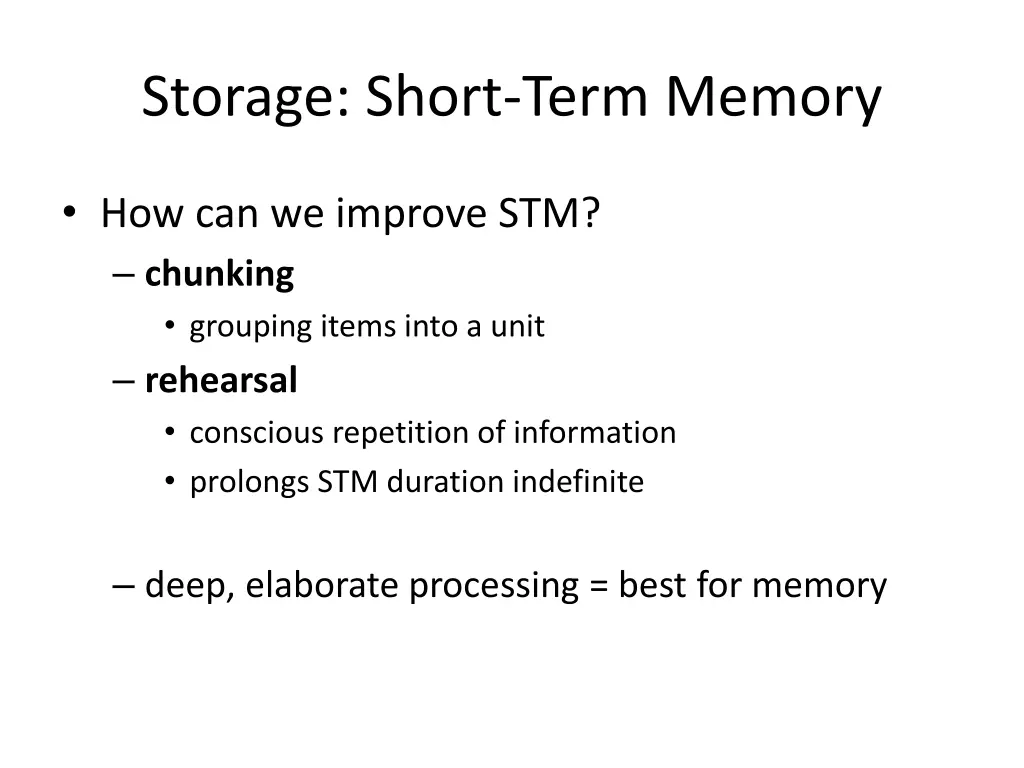 storage short term memory 1
