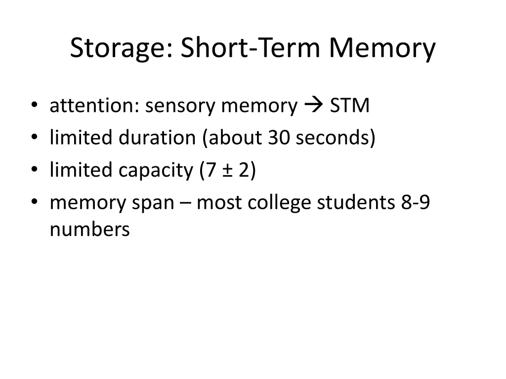 storage short term memory