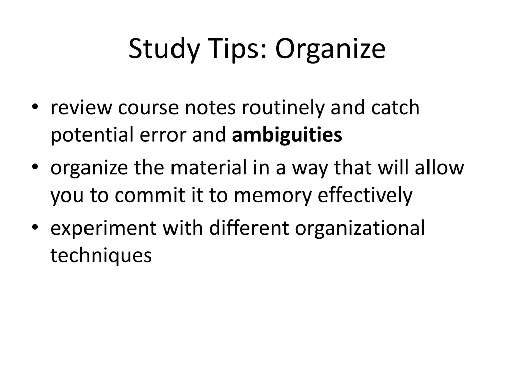 study tips organize