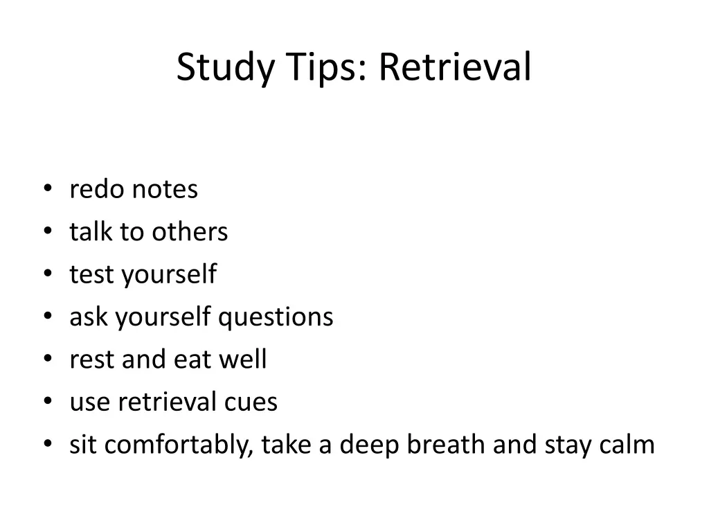 study tips retrieval