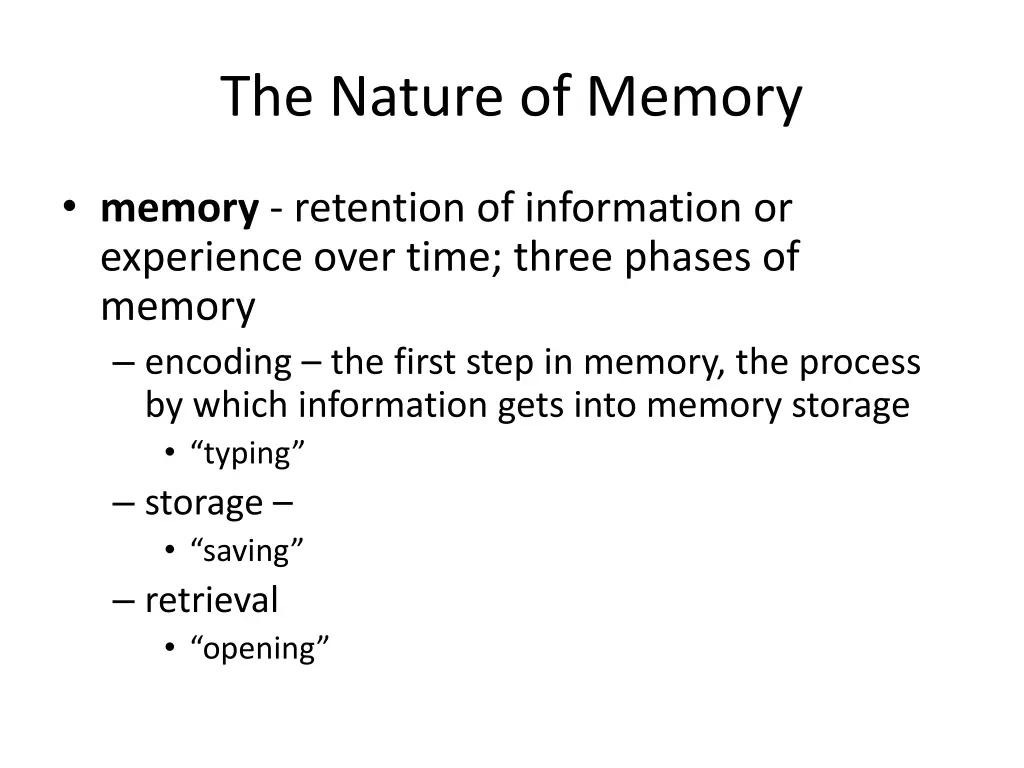 the nature of memory