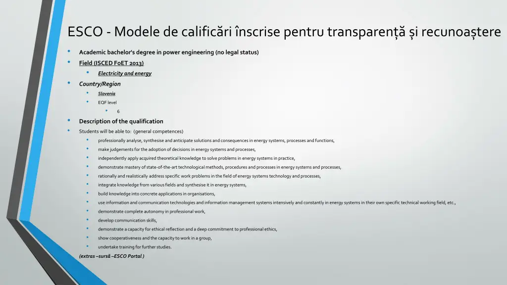 esco modele de calific ri nscrise pentru