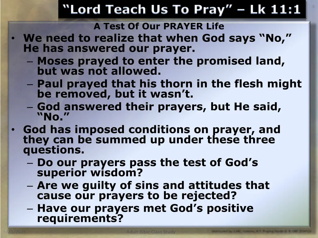 lord teach us to pray lk 11 1 a test