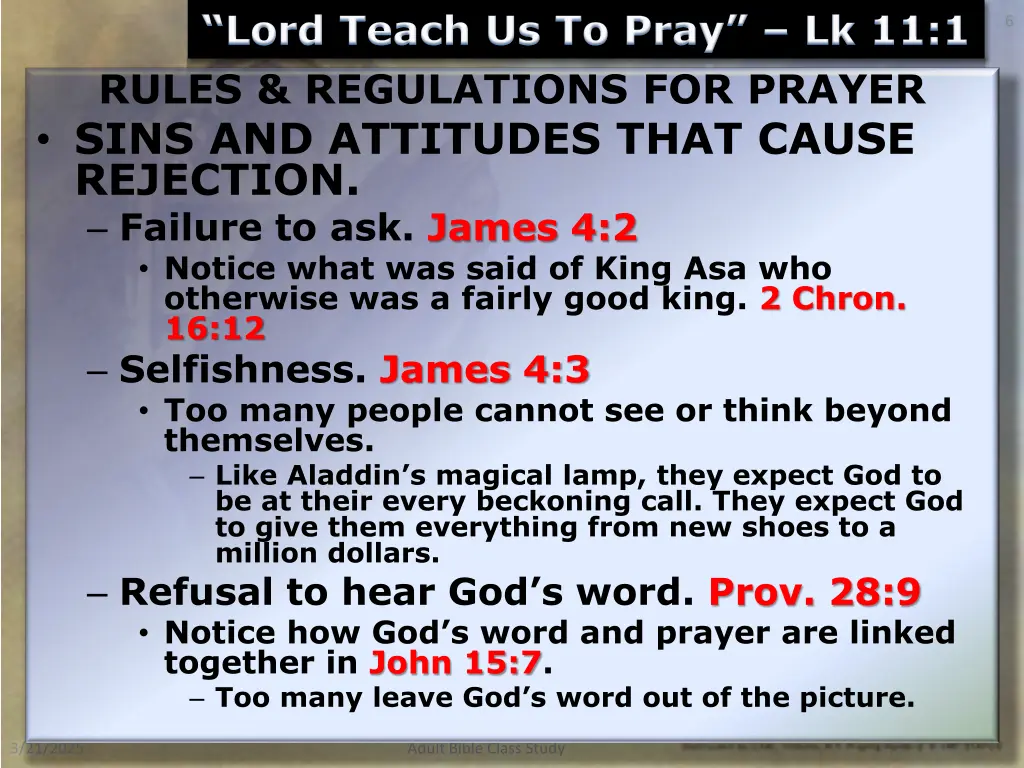 lord teach us to pray lk 11 1 rules regulations