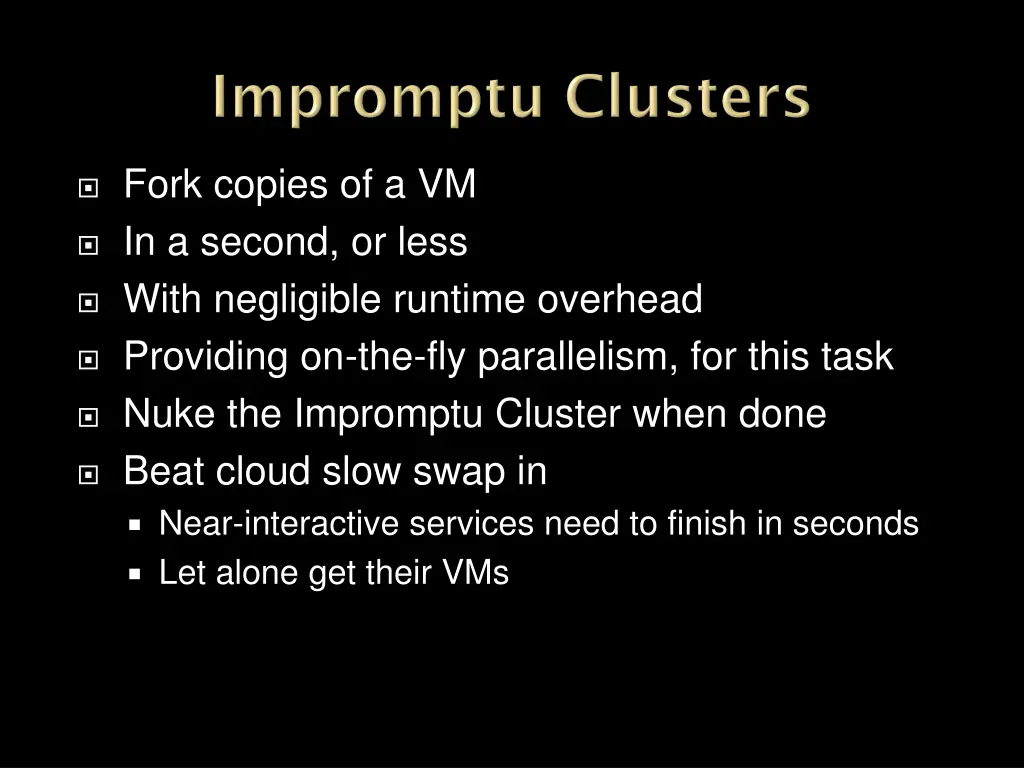 fork copies of a vm in a second or less with