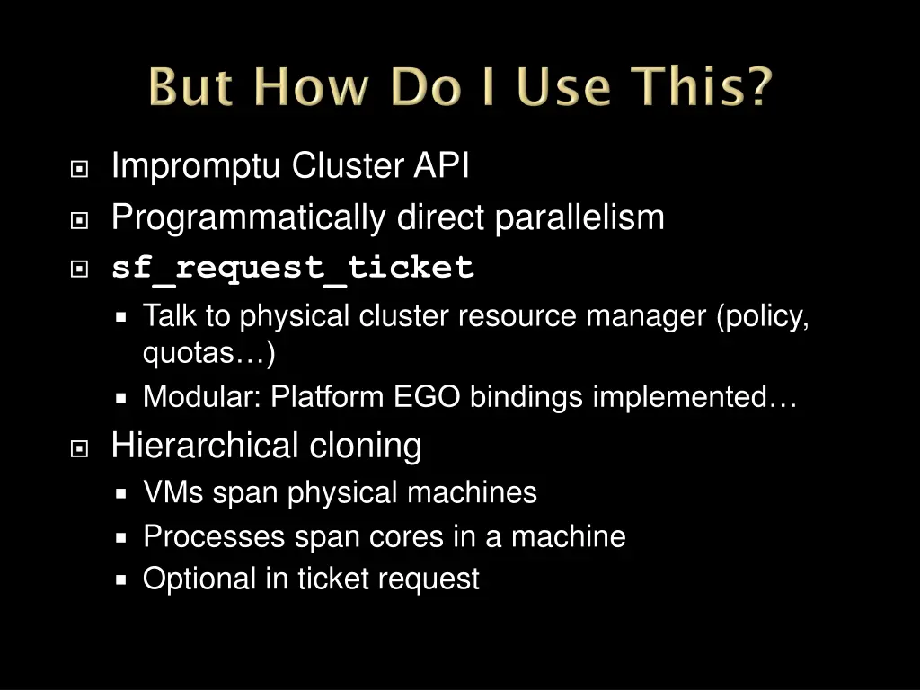impromptu cluster api programmatically direct