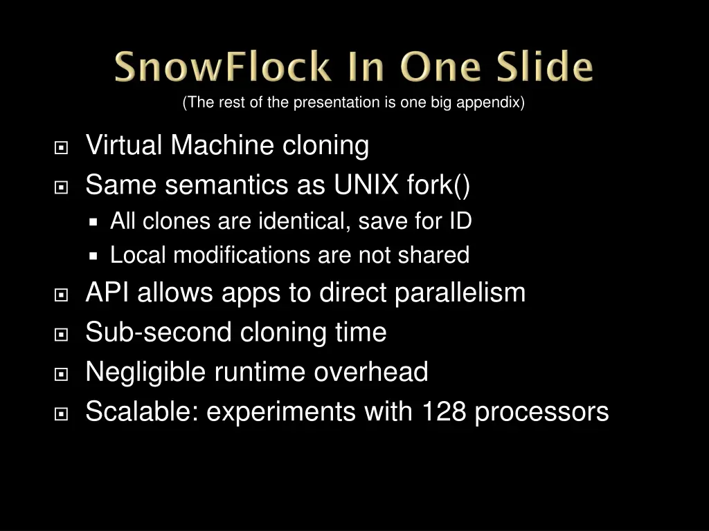 the rest of the presentation is one big appendix