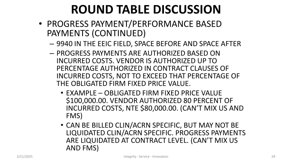 round table discussion progress payment