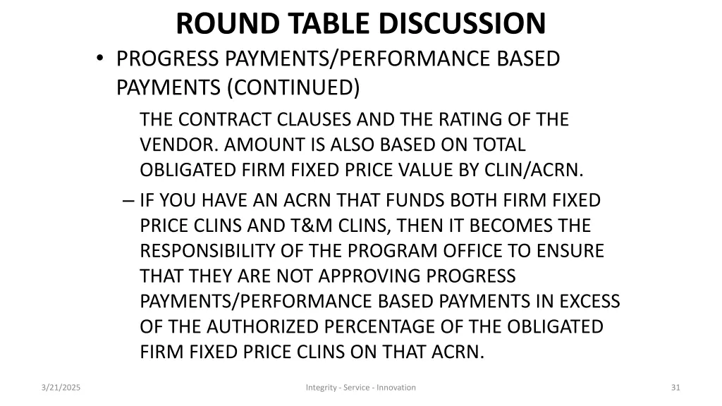 round table discussion progress payments 2