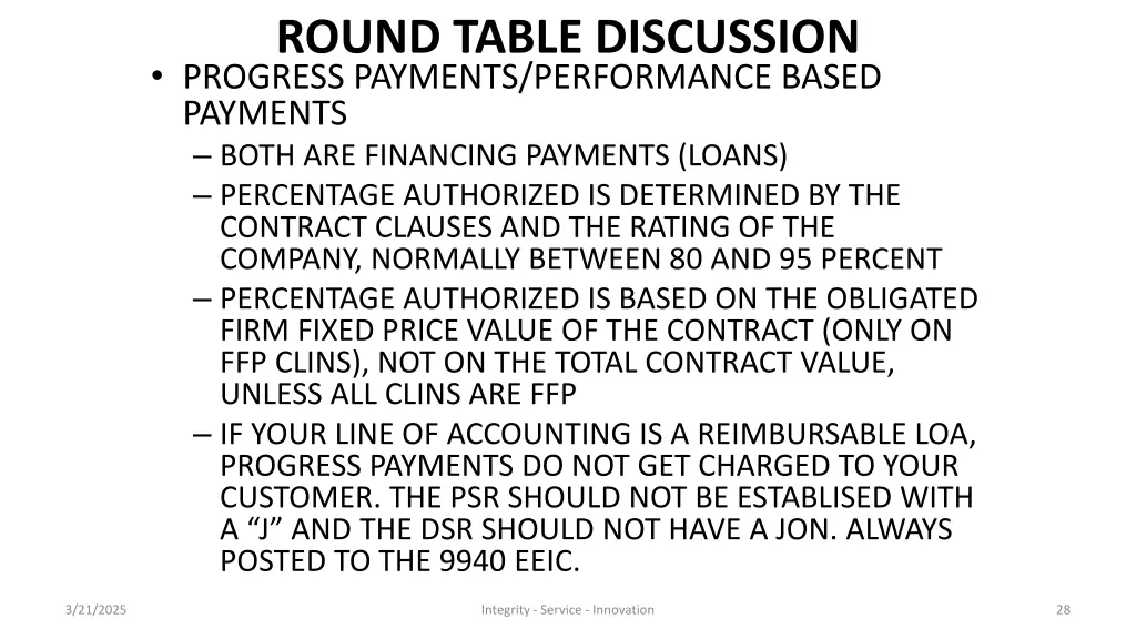 round table discussion progress payments