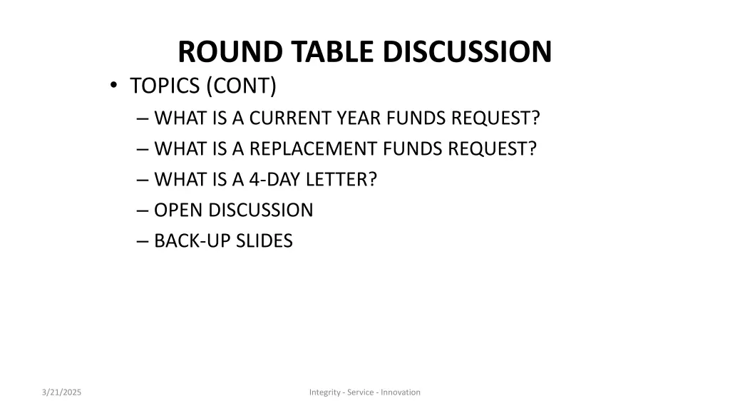 round table discussion topics cont what