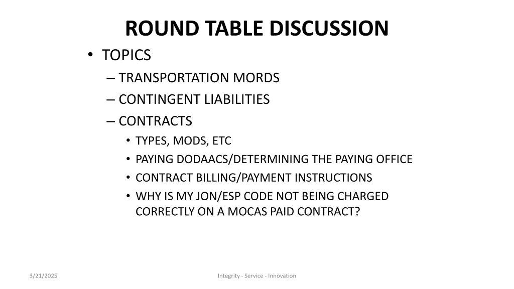 round table discussion topics transportation