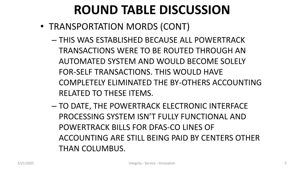 round table discussion transportation mords cont