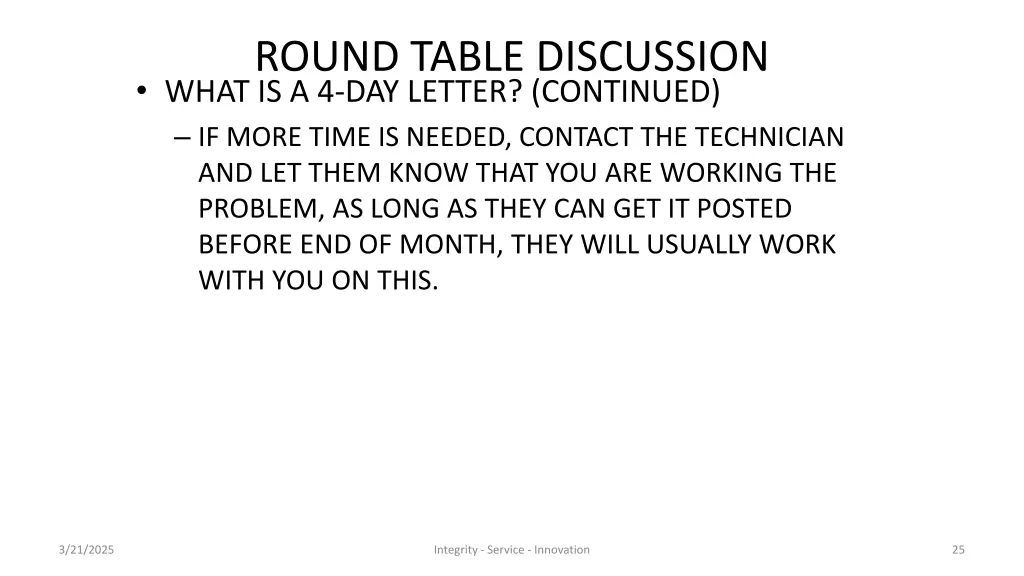 round table discussion what is a 4 day letter 1