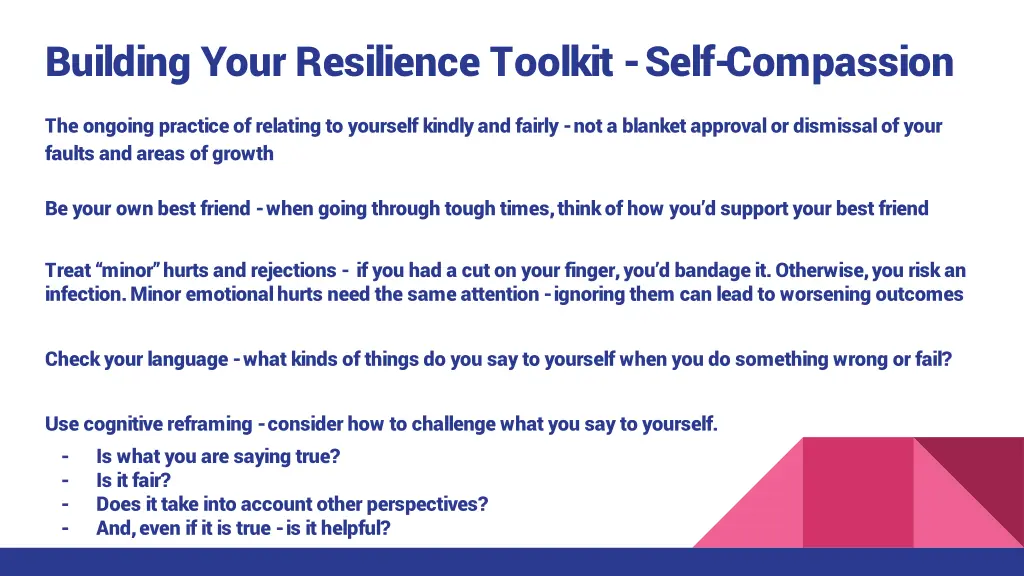 building your resilience toolkit self compassion