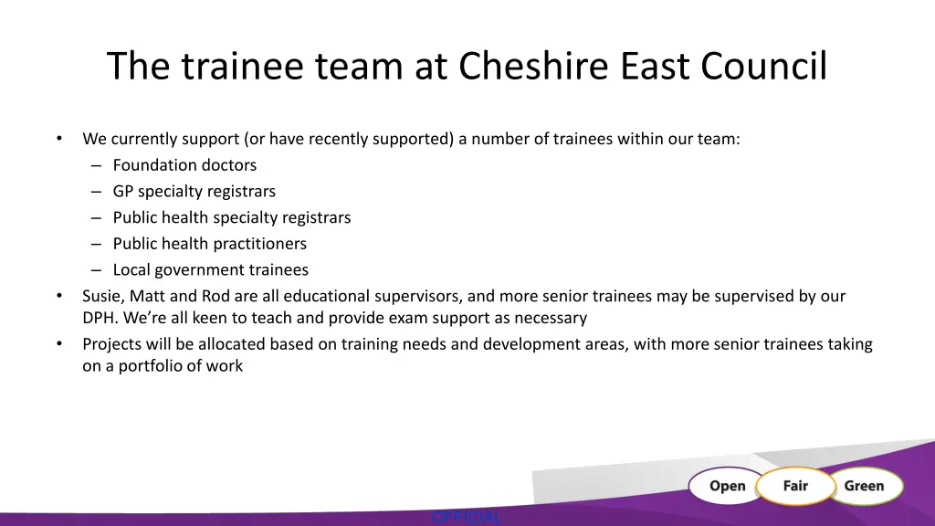 the trainee team at cheshire east council