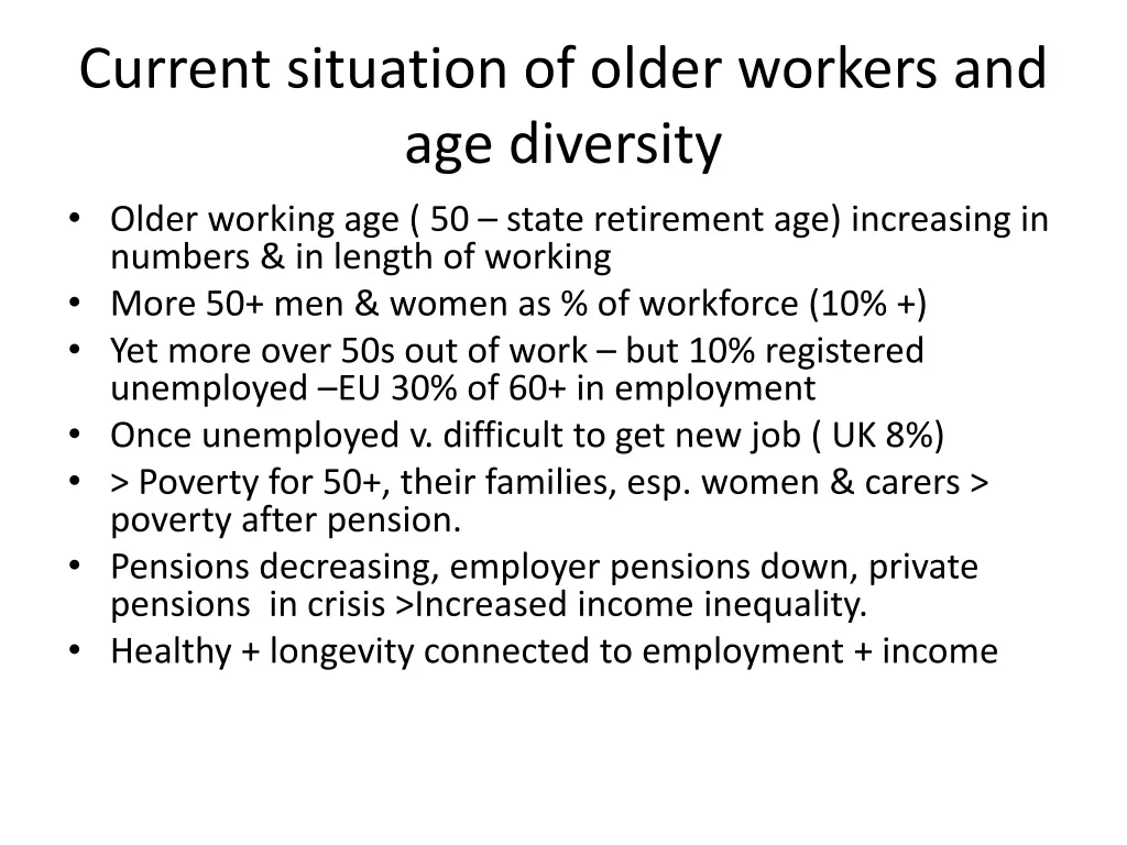 current situation of older workers