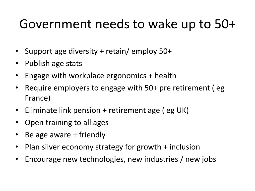 government needs to wake up to 50
