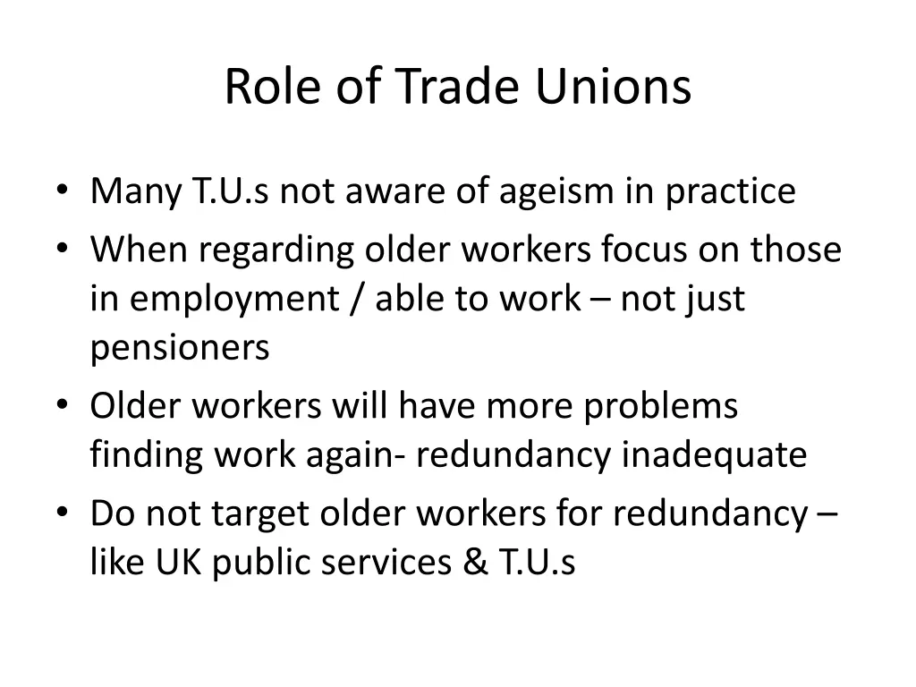 role of trade unions