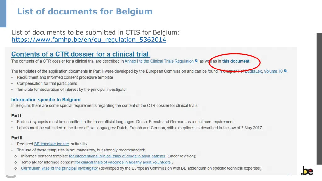 list of documents for belgium