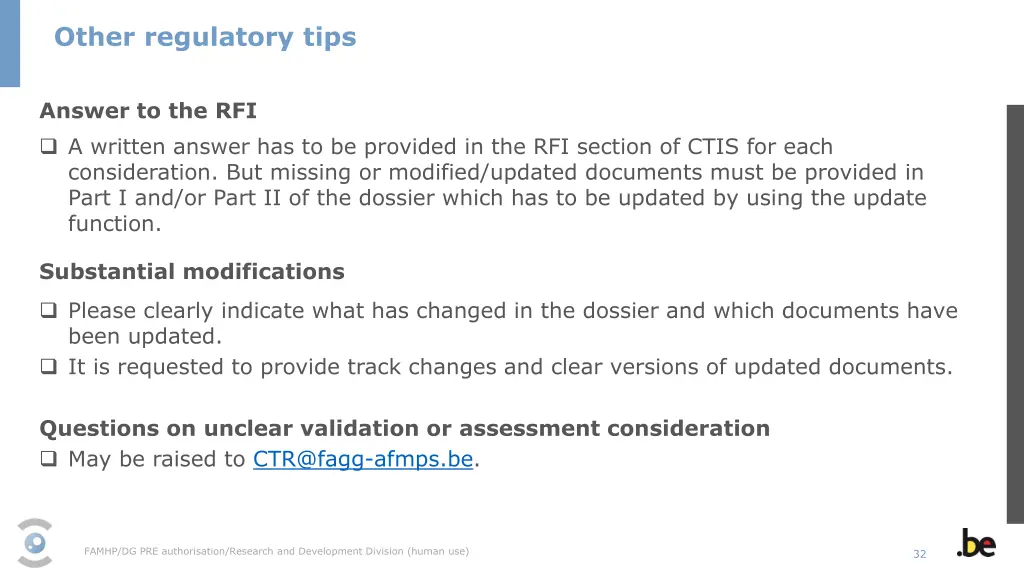 other regulatory tips
