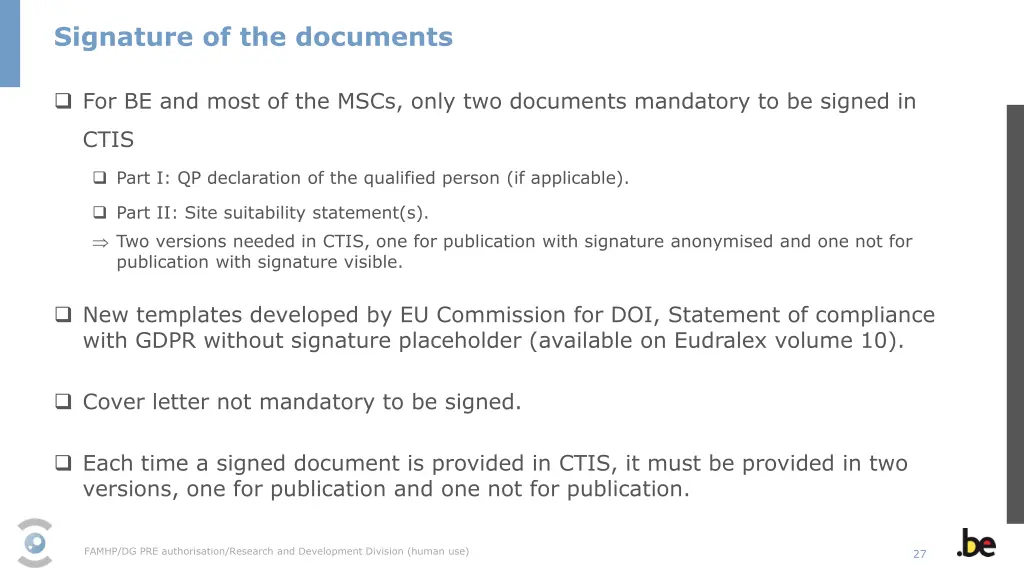signature of the documents