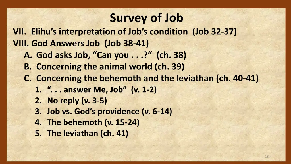 survey of job 11
