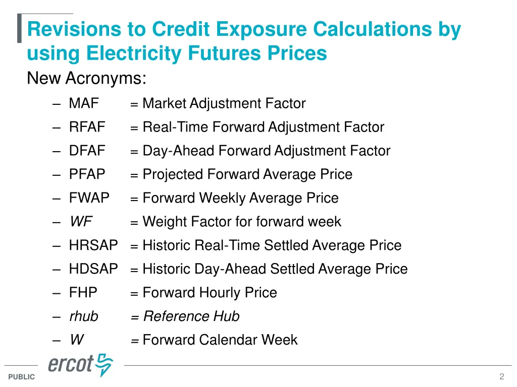 revisions to credit exposure calculations 1