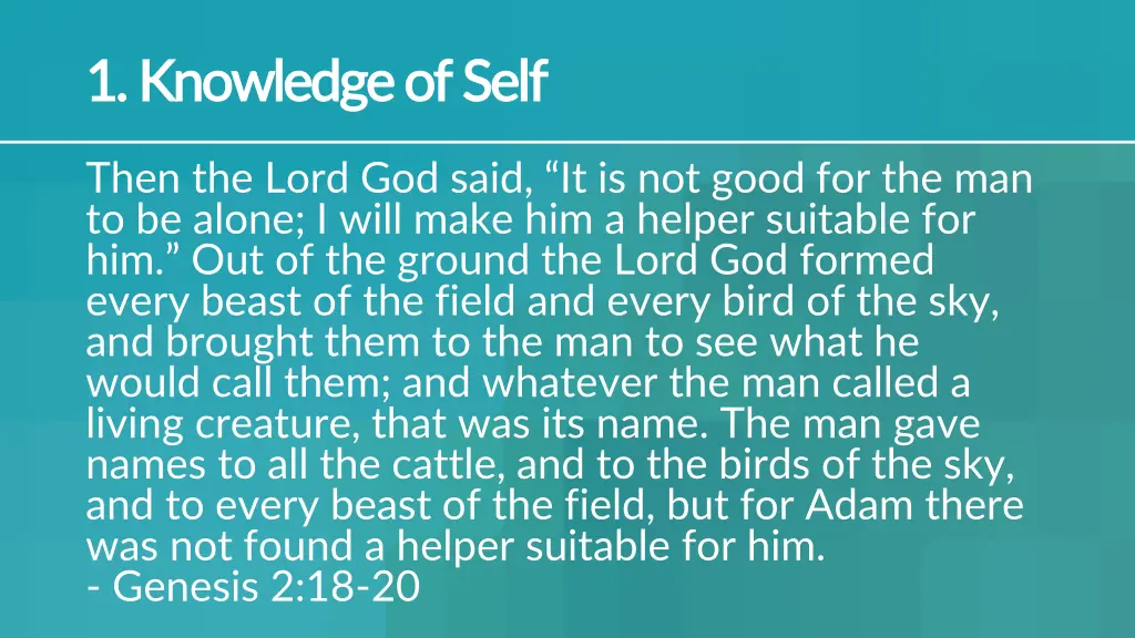 1 knowledge of self 1 knowledge of self