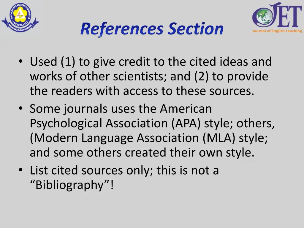 references section