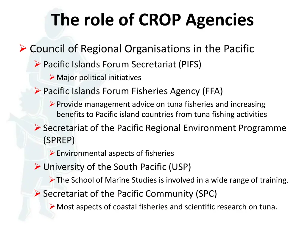 the role of crop agencies