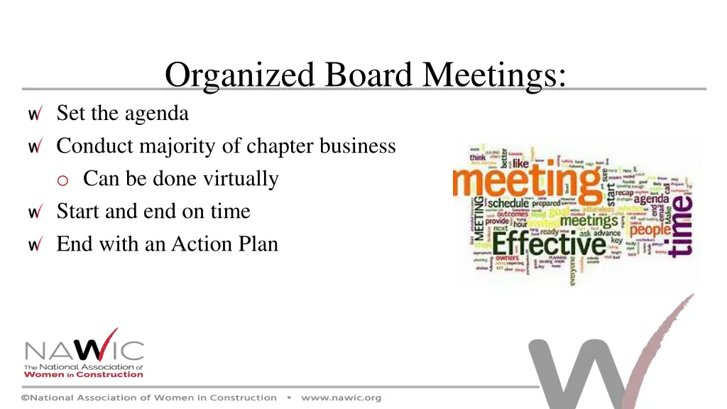 organized board meetings