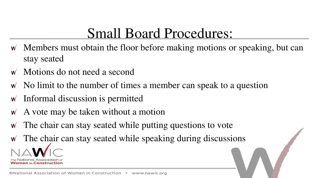 small board procedures