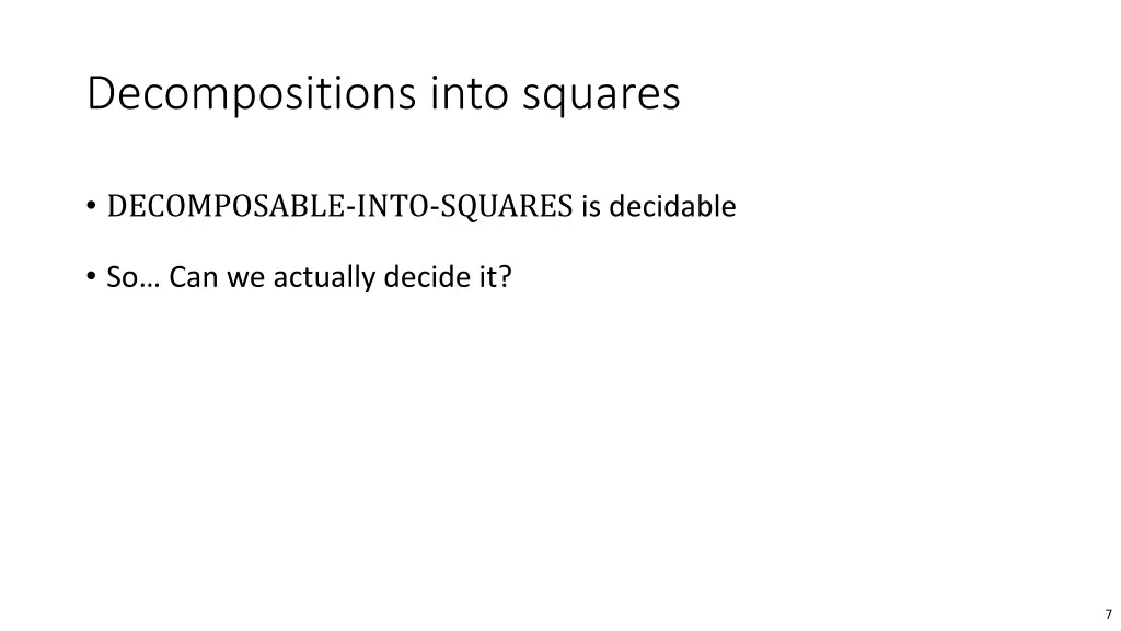 decompositions into squares 3