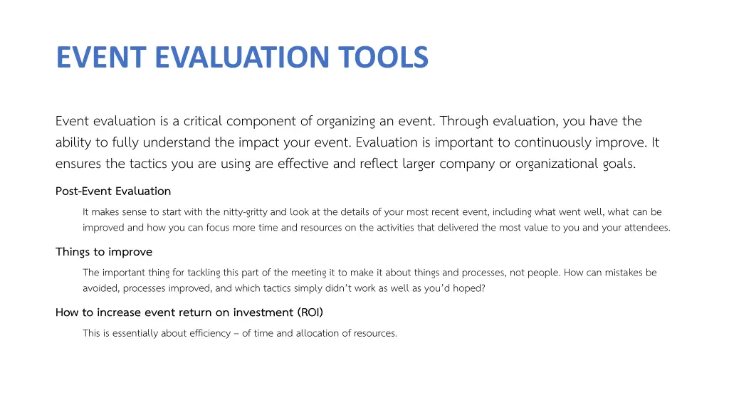 event evaluation tools