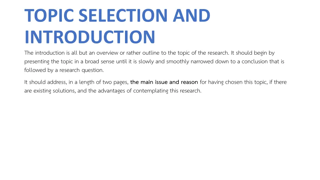 topic selection and introduction the introduction